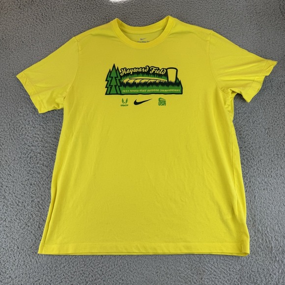 Hayward Field Shirt Mens XL Yellow 2023 USATF Outdoor Championships Nike Dri Fit - Picture 1 of 9